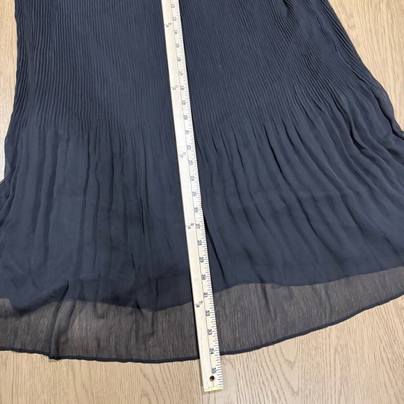 Nine West Pleated Chiffon V Neck Sleeveless Dress Lined Flowy XL Goth Flapper - Picture 12 of 13